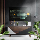 Space of Shapes Brushed Aluminum Dibond Wall Art.